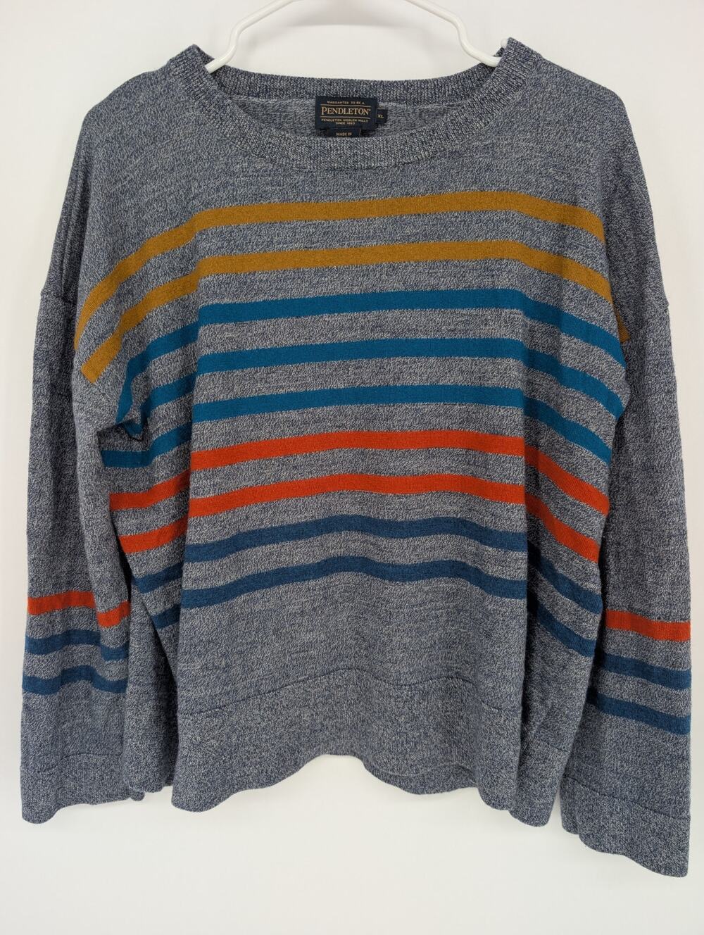 Pendleton Sweater 100% Merino Wool Women's XL Stripe Heritage Preppy Outdoor